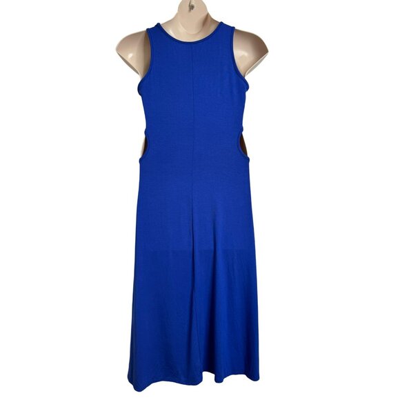 See You Monday Los Angeles Blue Cut Out Midi Dress Sleeveless Size XL Stretchy N - Picture 9 of 11